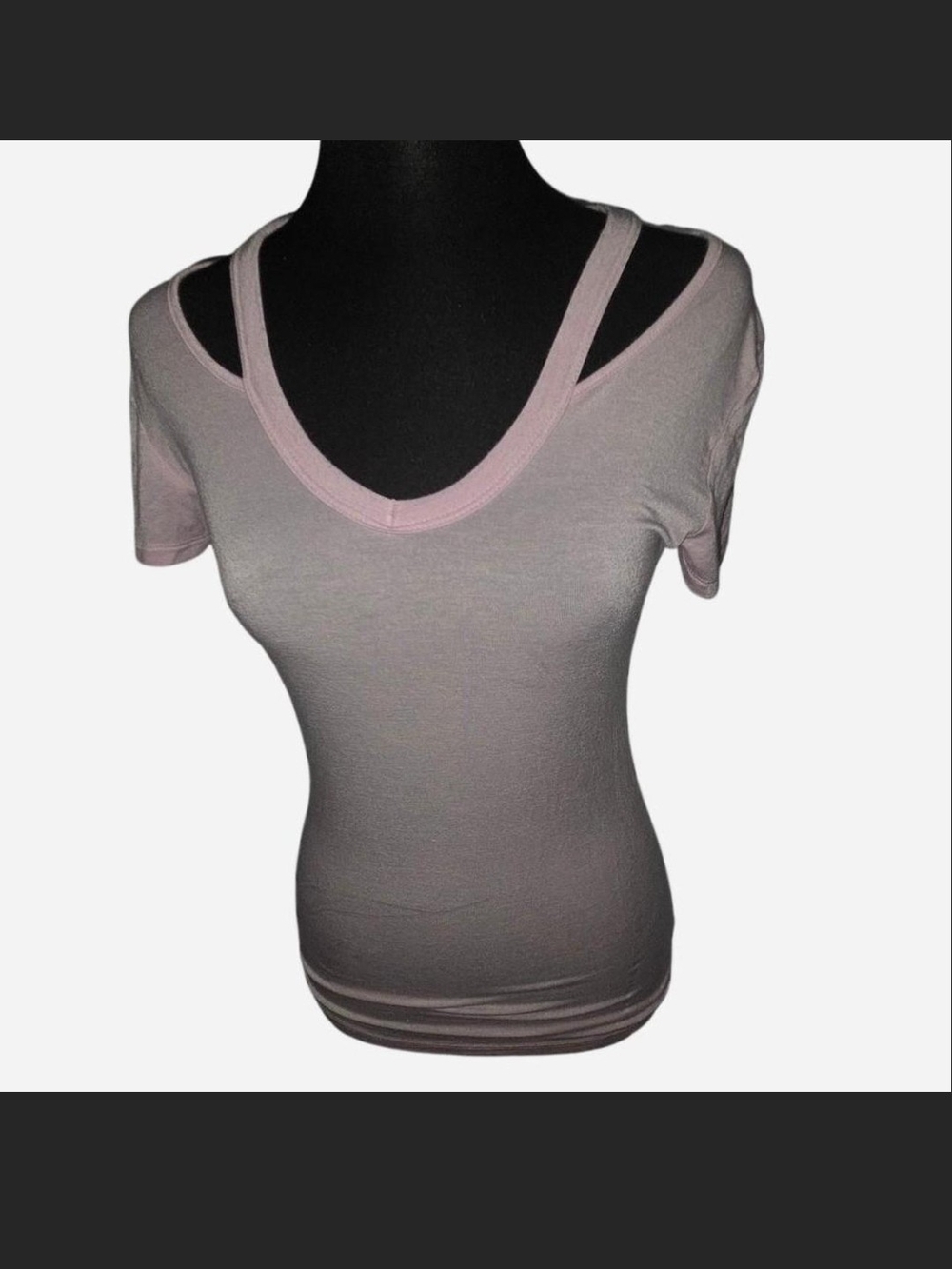 American Dream Double-Strap Scoop Neck Tee in Light Pink Size Small